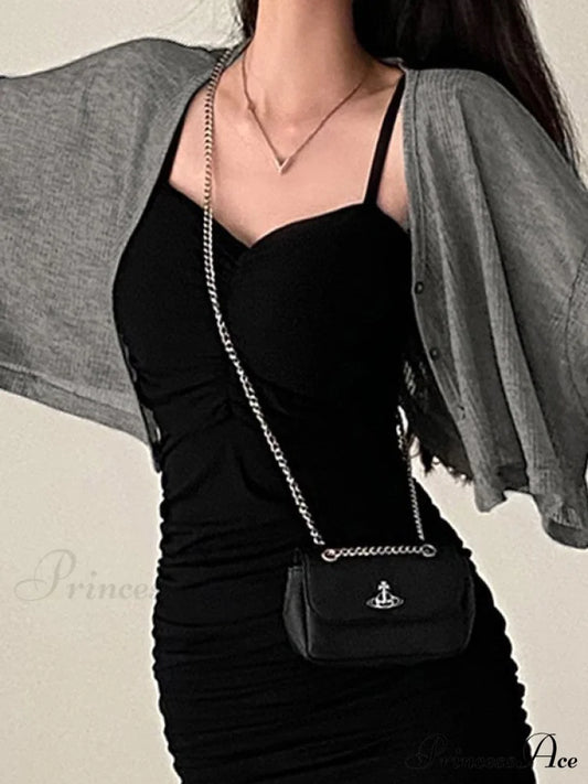 Black Puff Sleeve Trendy Corset Mini Dress