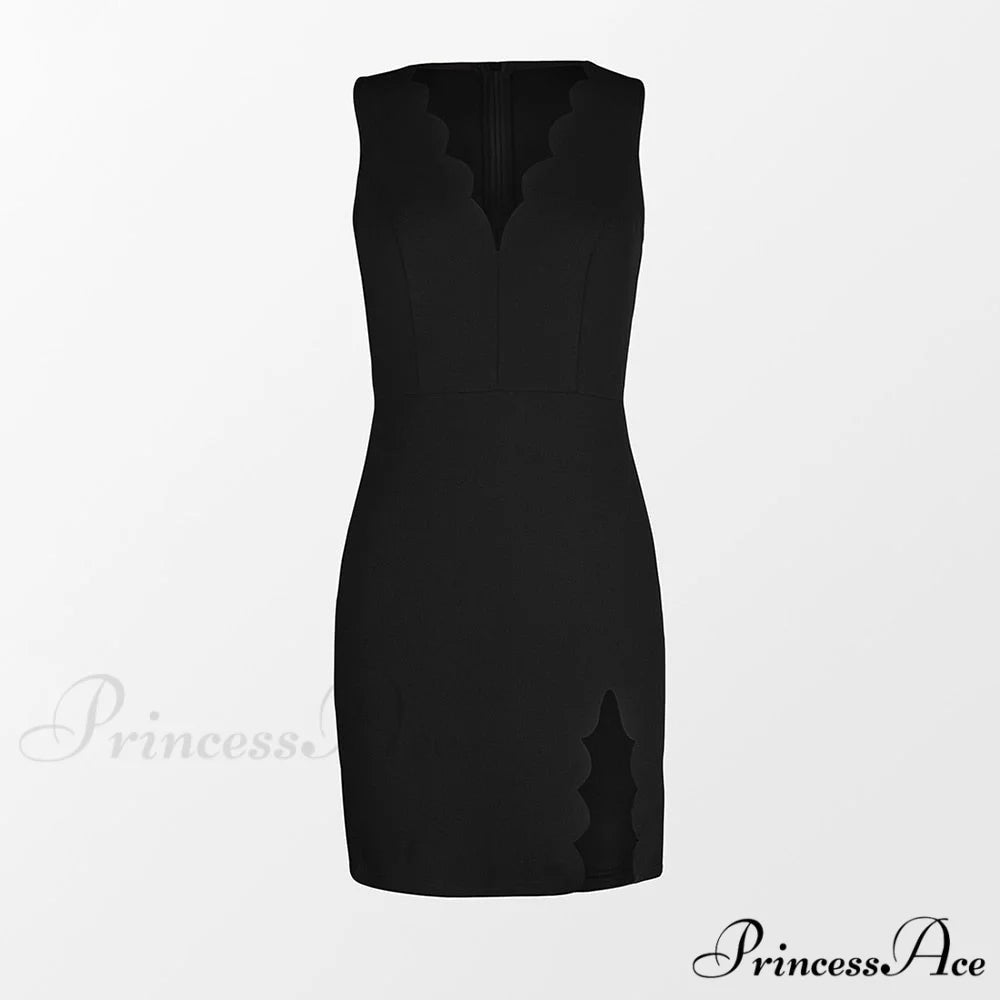 Black Sexy Leg Slit Sleeveless Party Dress Black / M