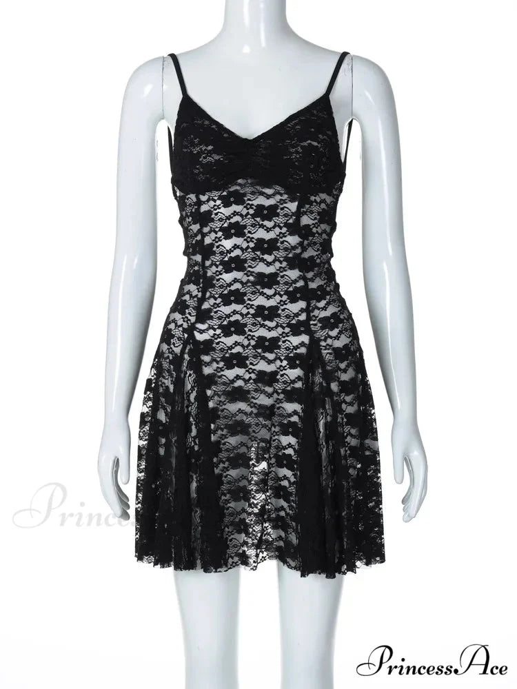 Black Sheer Stylish Cami Mini Dress