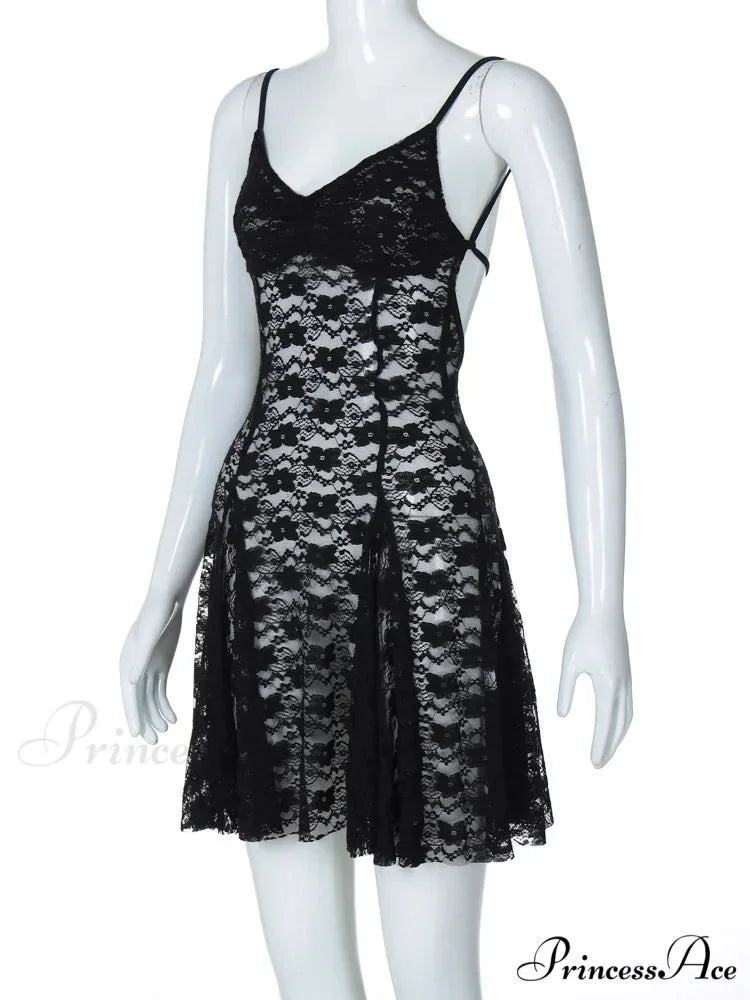 Black Sheer Stylish Cami Mini Dress