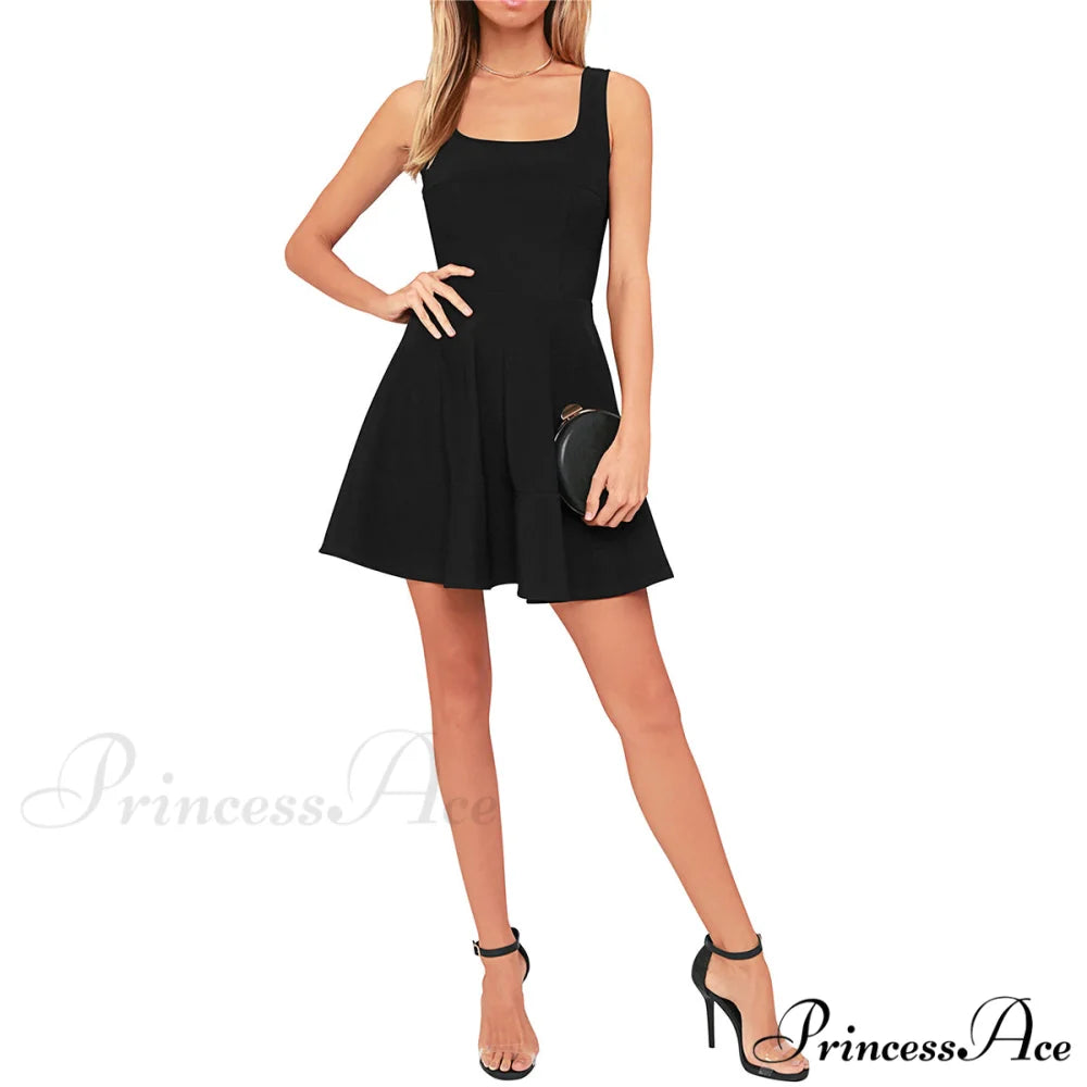 Black Skater Mini Dress S / Red