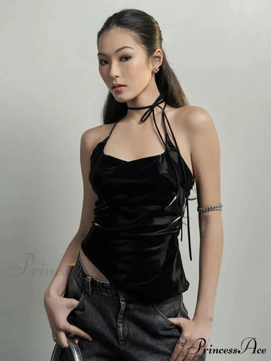 Black Trendy Personalized Young Girl Sexy Hot Cool Simple Women’s Vest Tank top