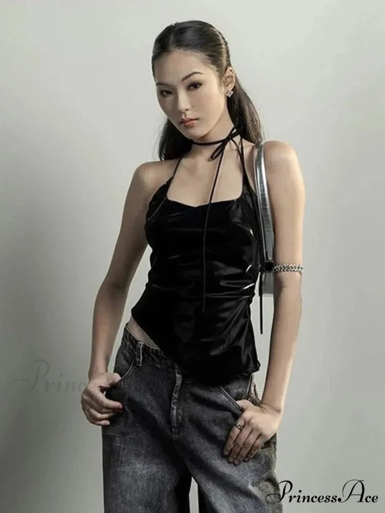 Black Trendy Personalized Young Girl Sexy Hot Cool Simple Women’s Vest Tank top