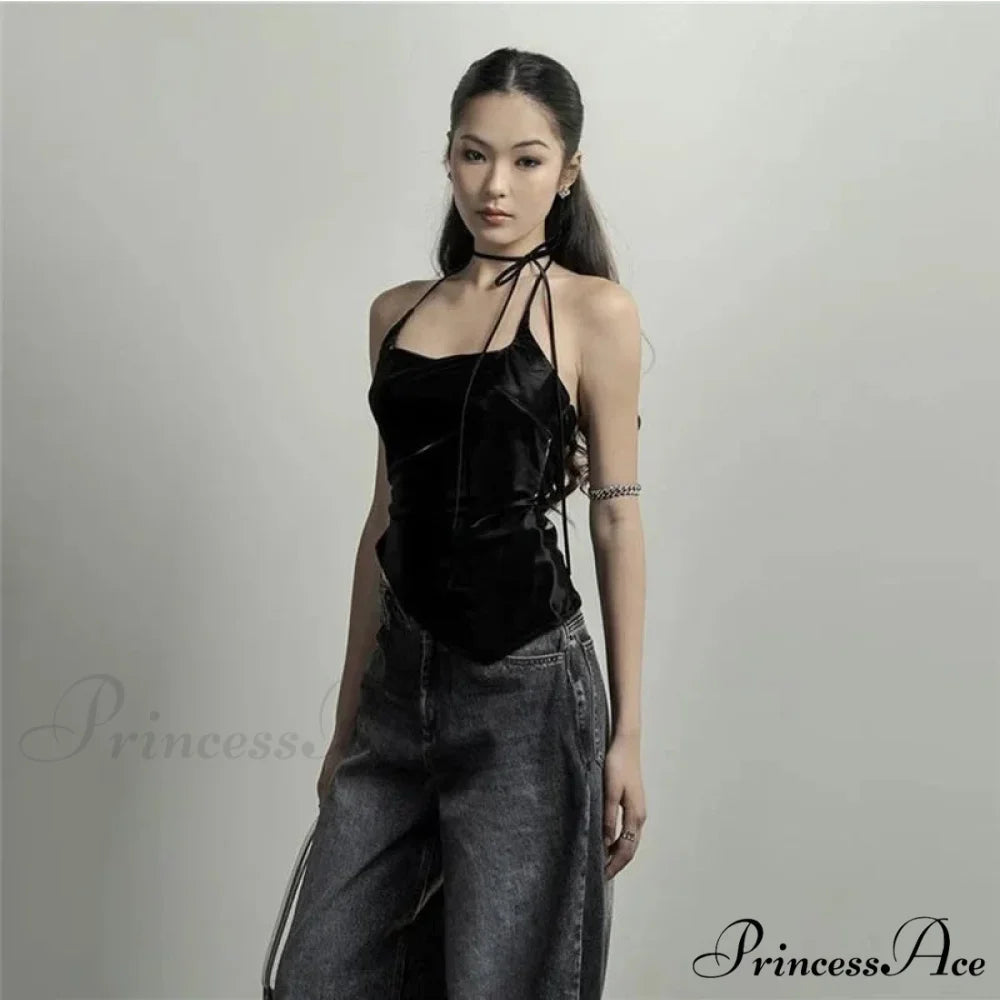 Black Trendy Personalized Young Girl Sexy Hot Cool Simple Women’s Vest Tank top Black / S