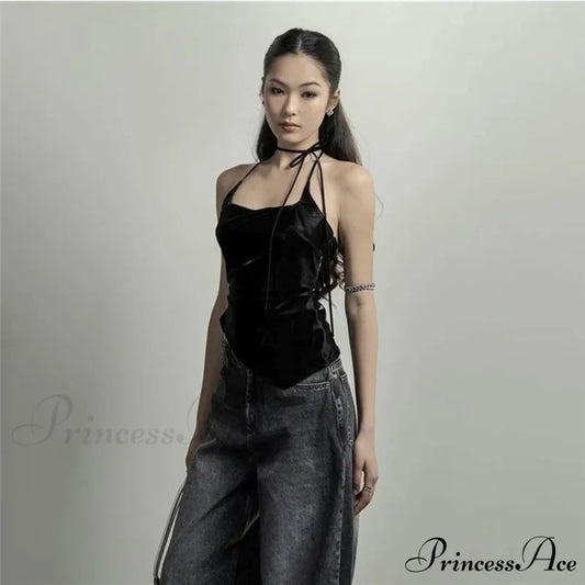 Black Trendy Personalized Young Girl Sexy Hot Cool Simple Women’s Vest Tank top Black / S