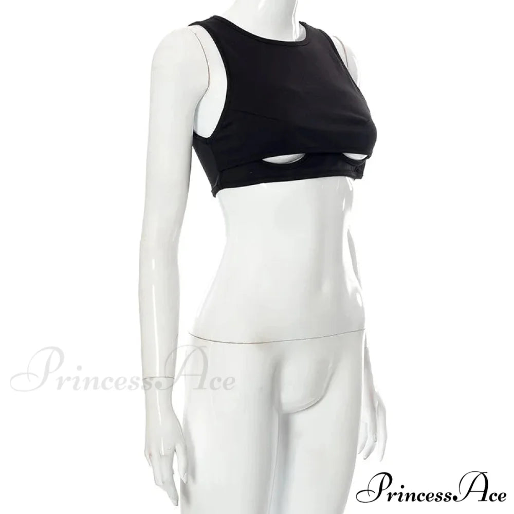 Black Under-cut Stylish Crop Top