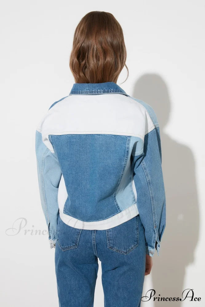 Block Denim Winter Warm Coat