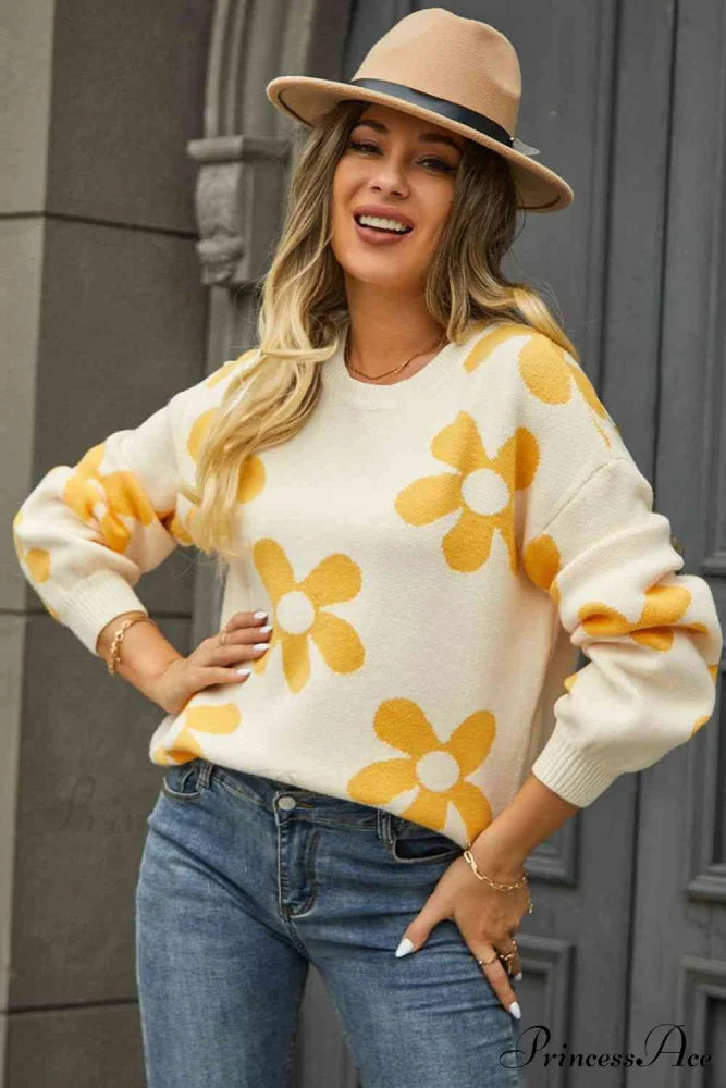Blossom Dreams Stylish Floral Print Sweater