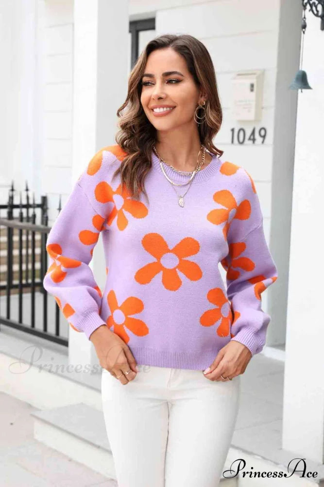 Blossom Dreams Stylish Floral Print Sweater
