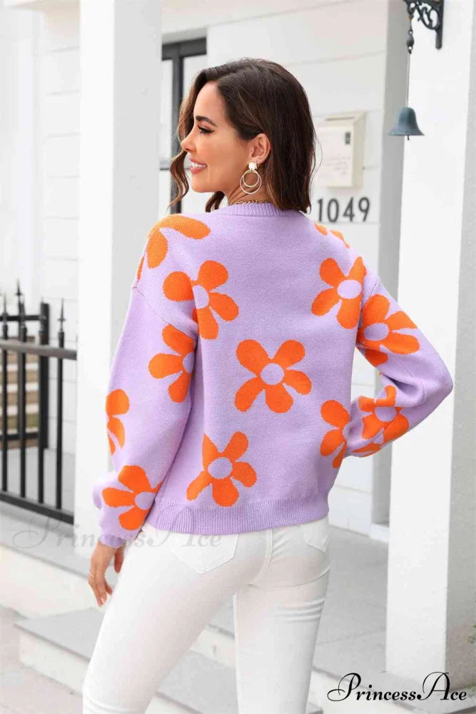Blossom Dreams Stylish Floral Print Sweater