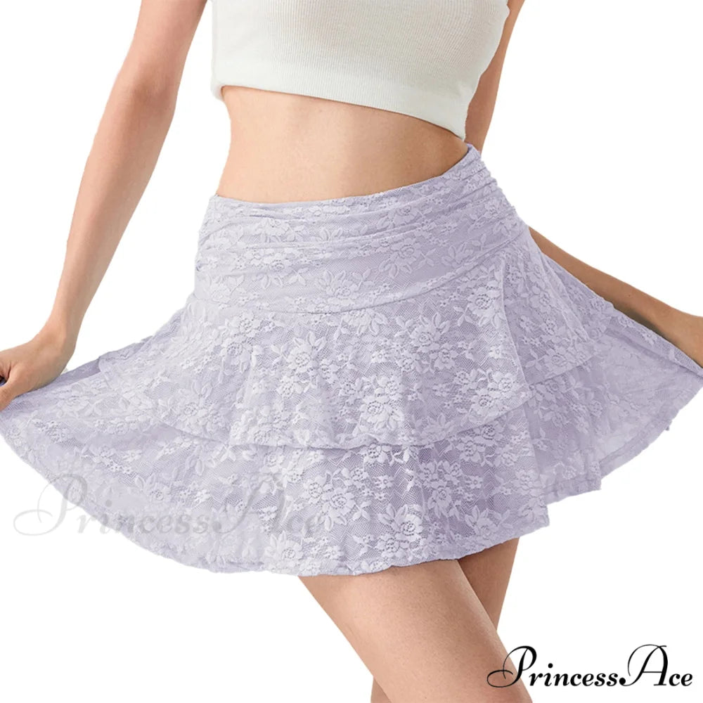 Blossom Lace Tiered Frilly Skirt PURPLE / S skirts-250223