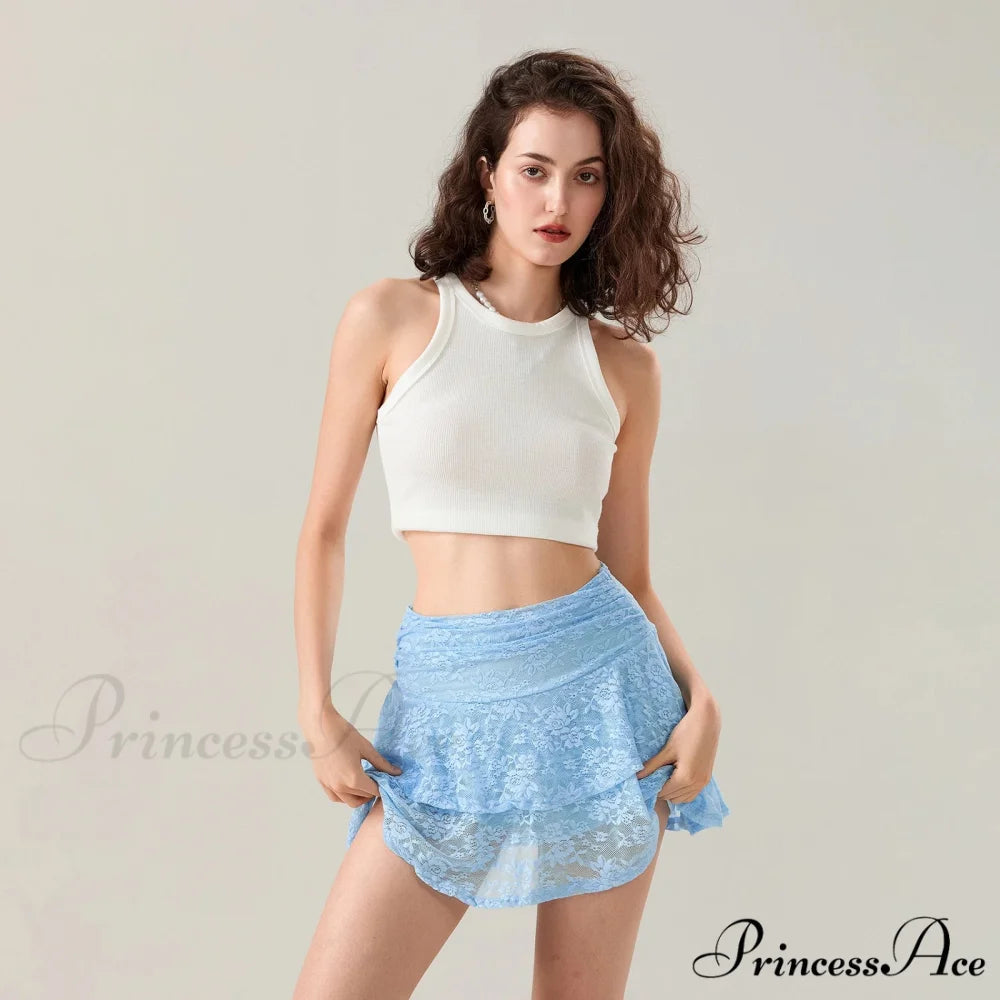 Blossom Lace Tiered Frilly Skirt skirts-250223