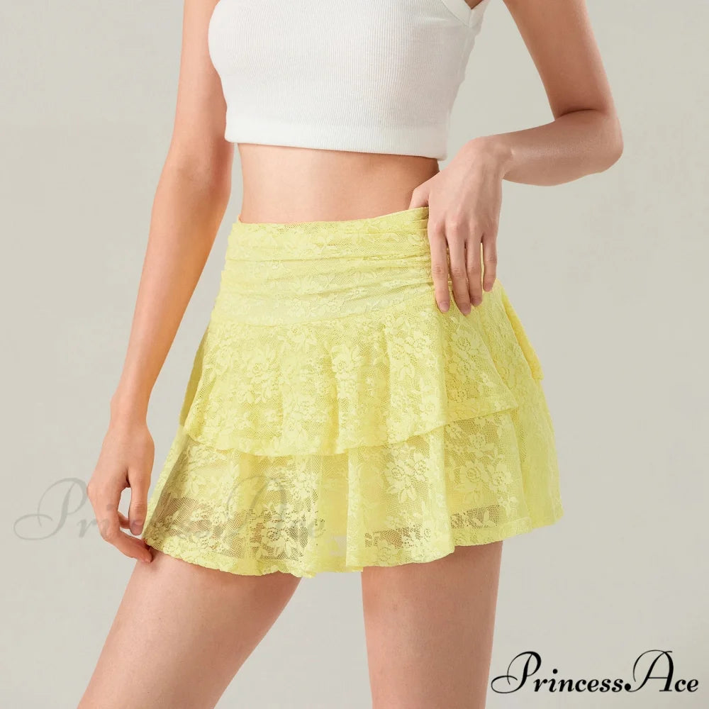 Blossom Lace Tiered Frilly Skirt skirts-250223