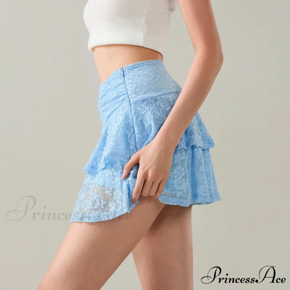 Blossom Lace Tiered Frilly Skirt skirts-250223