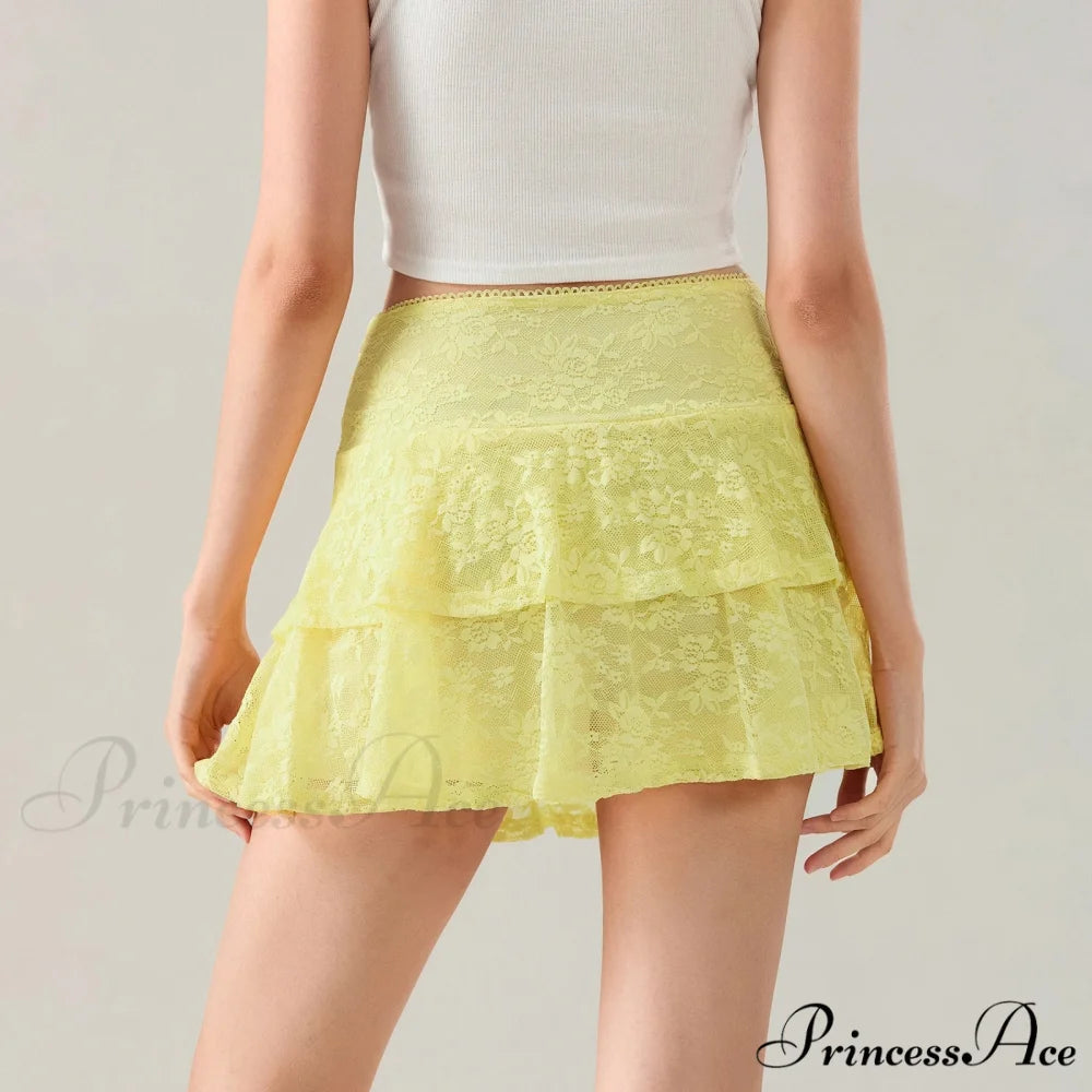 Blossom Lace Tiered Frilly Skirt skirts-250223