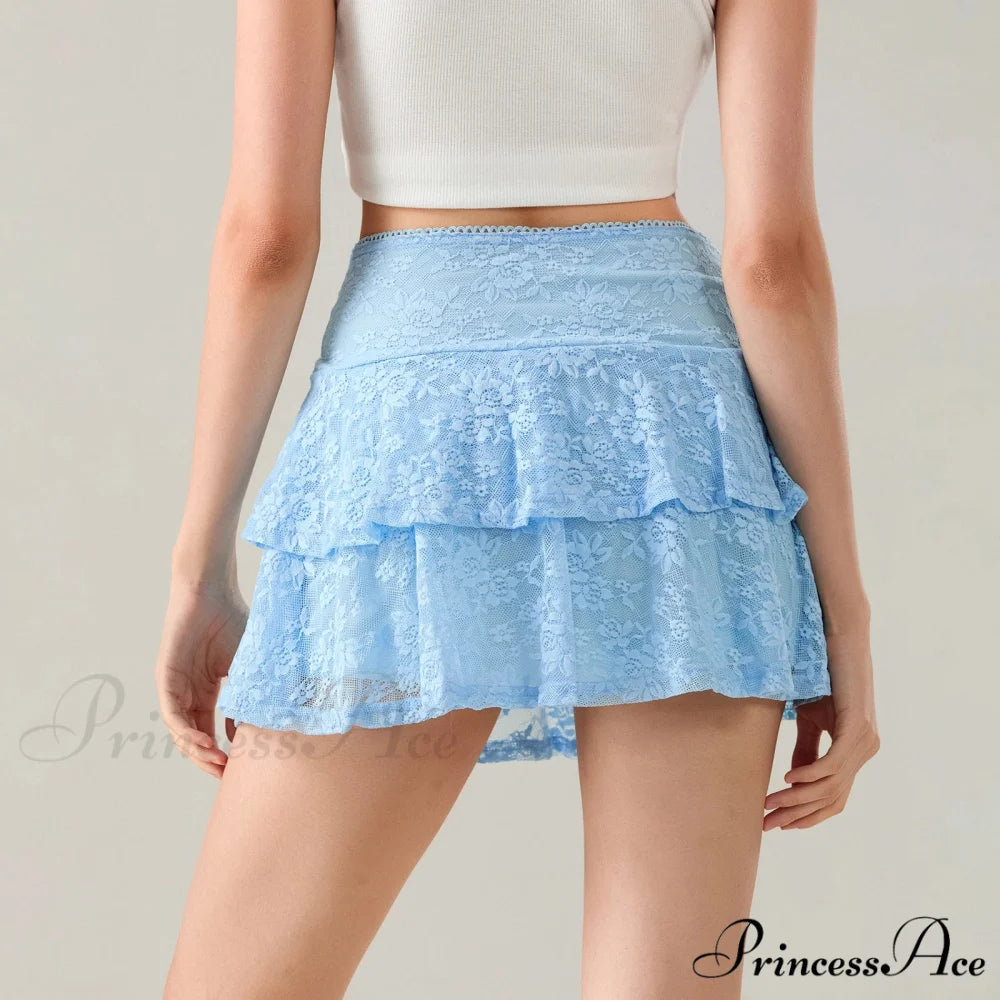 Blossom Lace Tiered Frilly Skirt skirts-250223