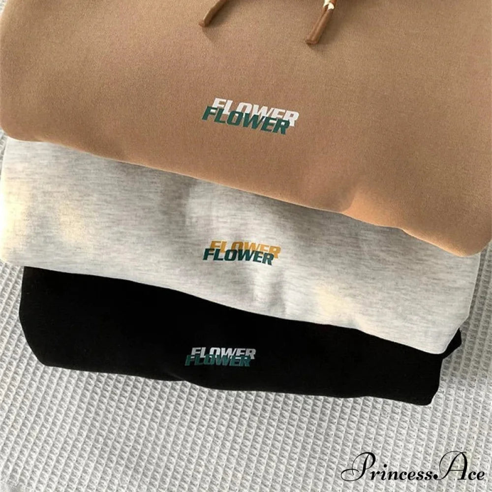 BLOSSOM Letter Print Y2K Fleece Hoodie hoodies-241228