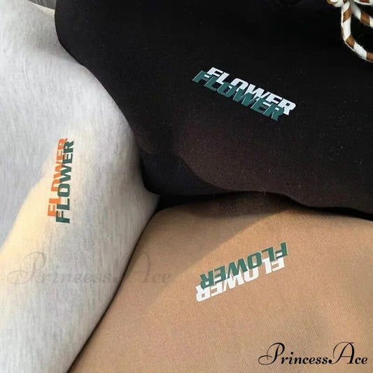 BLOSSOM Letter Print Y2K Fleece Hoodie hoodies-241228