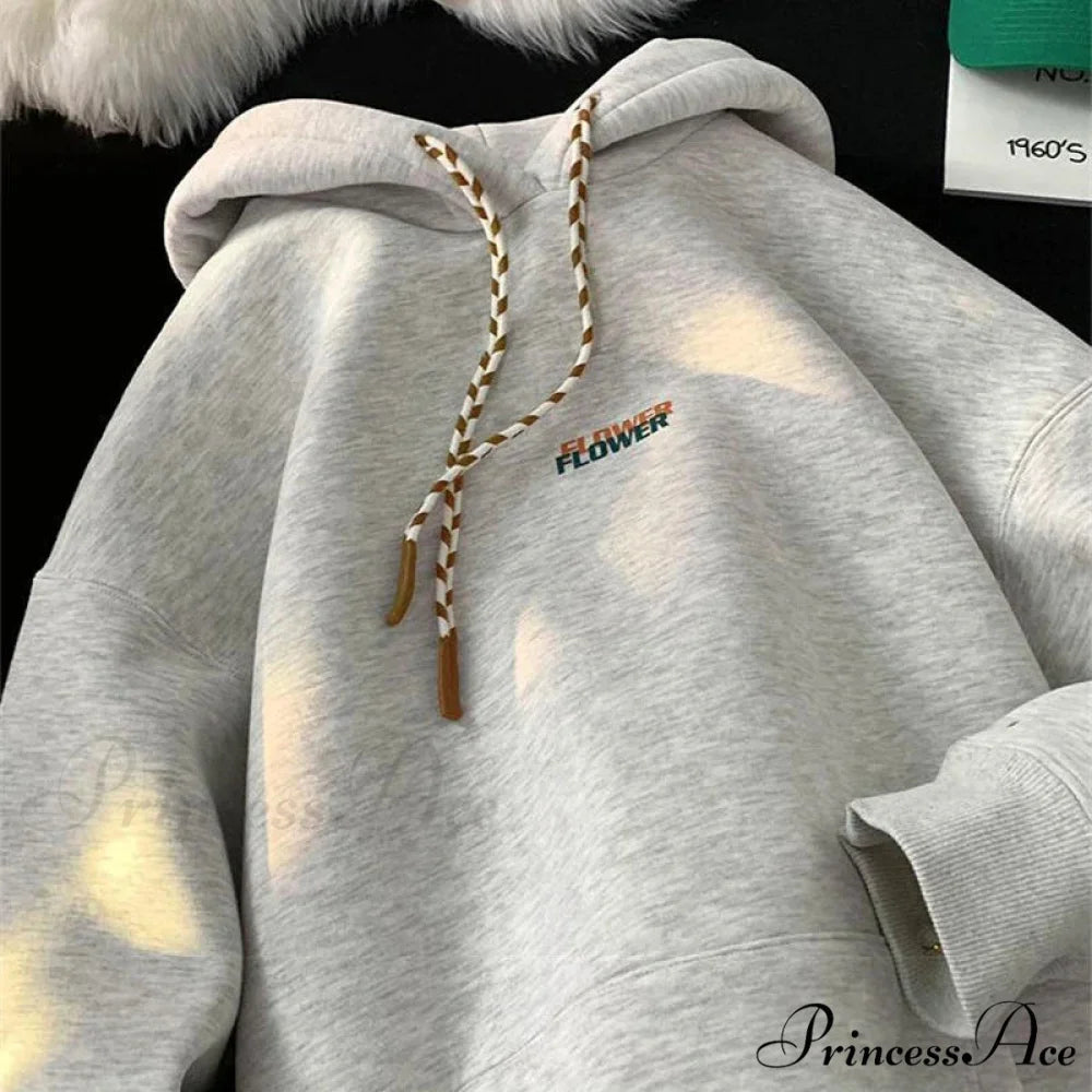 BLOSSOM Letter Print Y2K Fleece Hoodie hoodies-241228