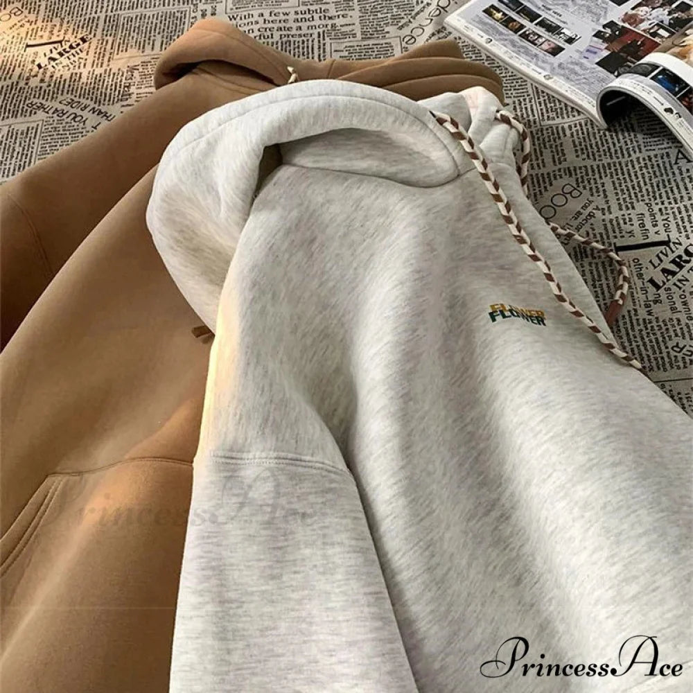 BLOSSOM Letter Print Y2K Fleece Hoodie hoodies-241228