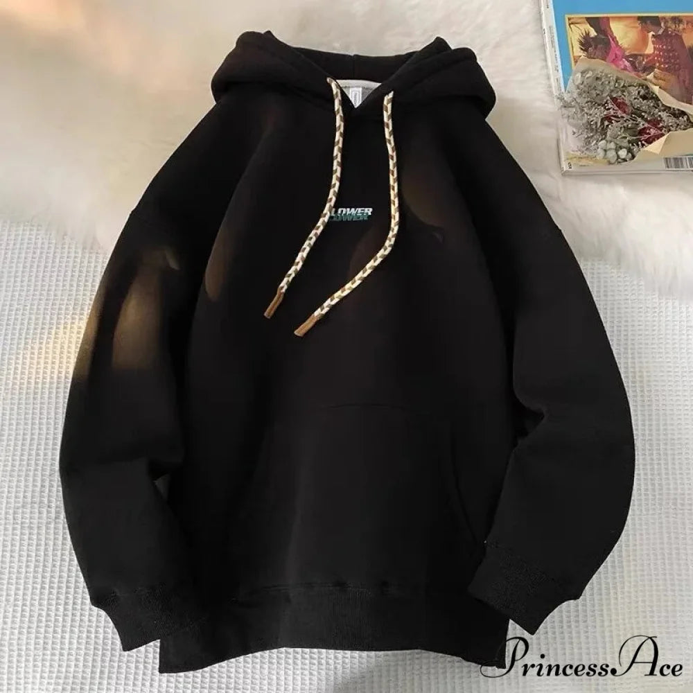 BLOSSOM Letter Print Y2K Fleece Hoodie hoodies-241228