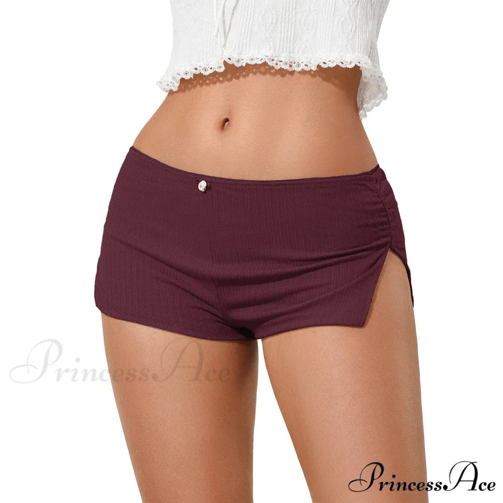 Blossom Ornament Cut Hem Bodycon Brief red / S short-250223