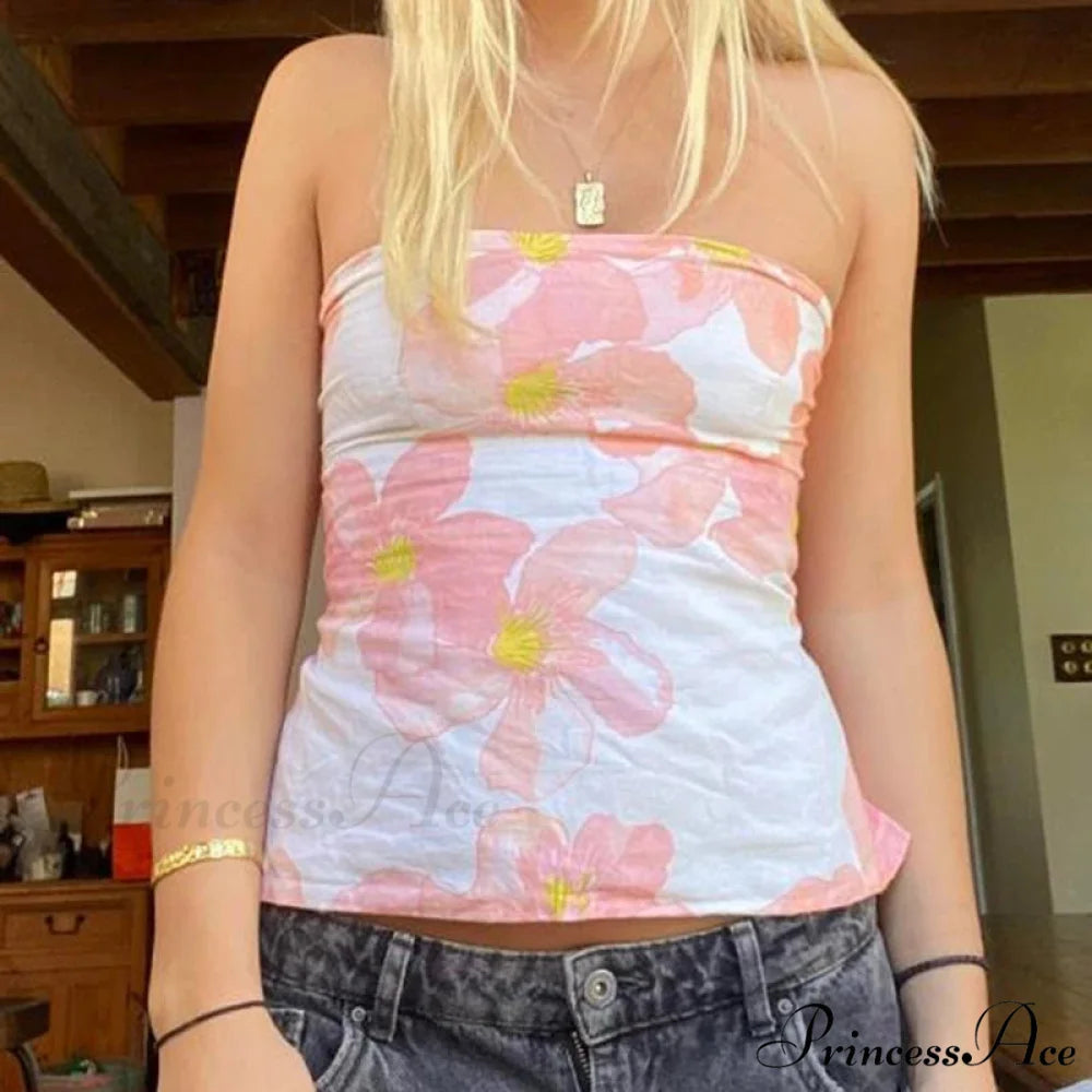 Blossom Tie Rearless Crop Top Pink / S croptop-250223