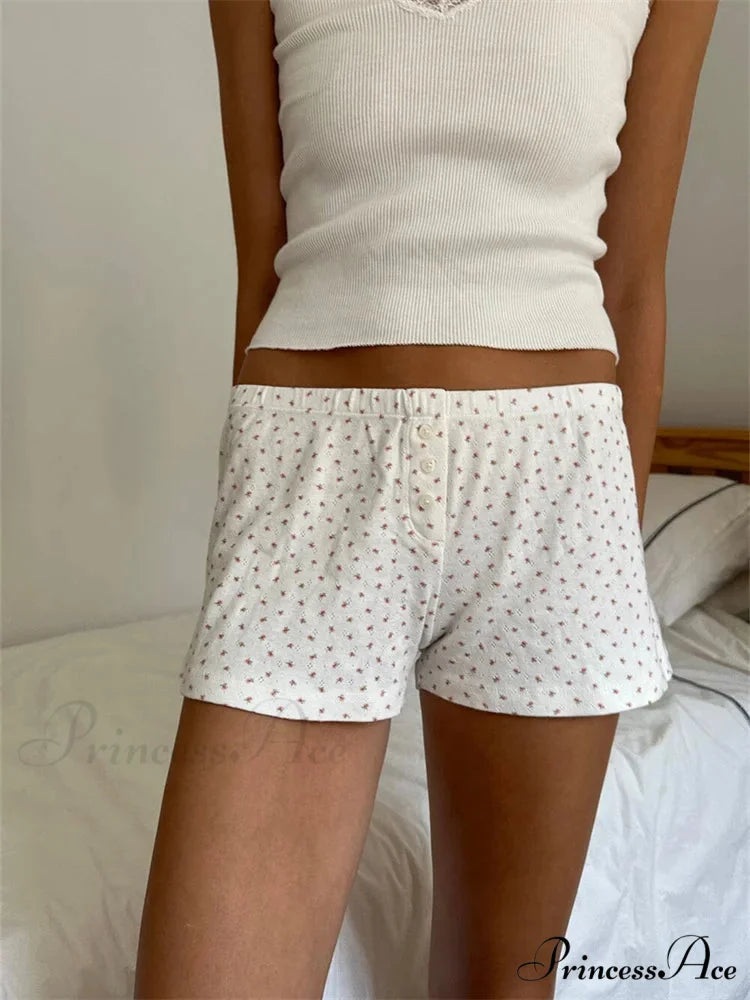 Blossoming Affection Banded Lounge Short white3 / S short-250223