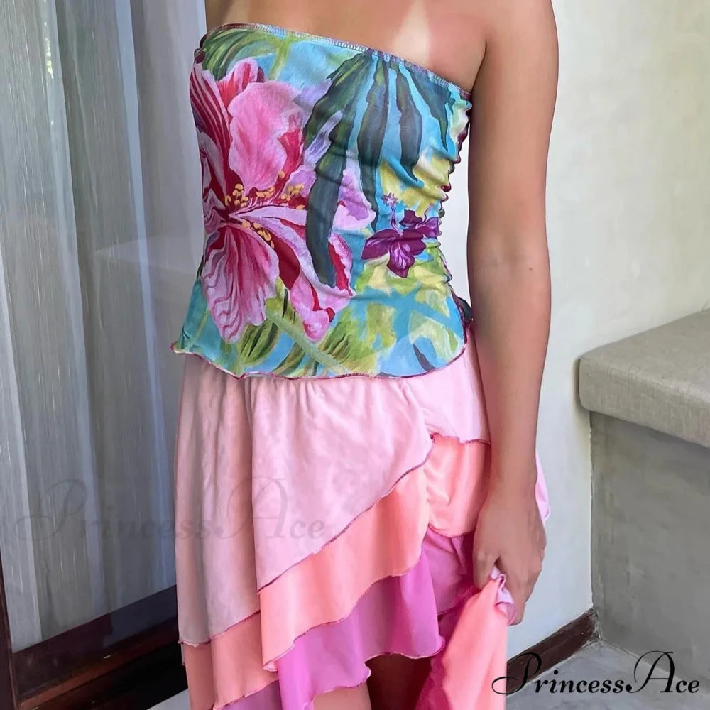 Blossoming Bandeau Sleek Crop Top croptop-250223