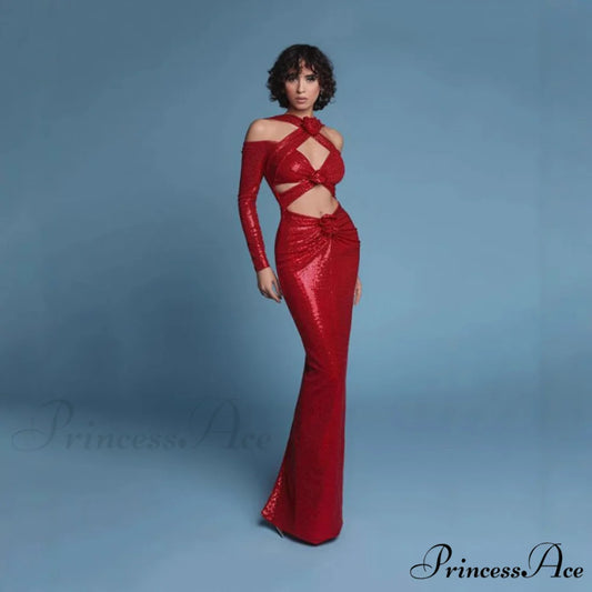 Blossoming Cutout Backless Sparkling Prom Dress promdress-250223