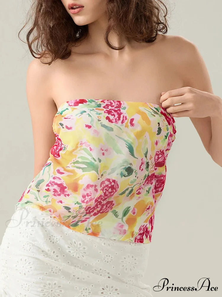 Blossoming Halter Open-Back Sleeveless Cropped Vest Camisole croptop-250126