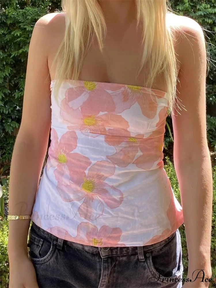 Blossoming Sleeveless Open-Back Social Gathering Club Crop Top A / S croptop-250126