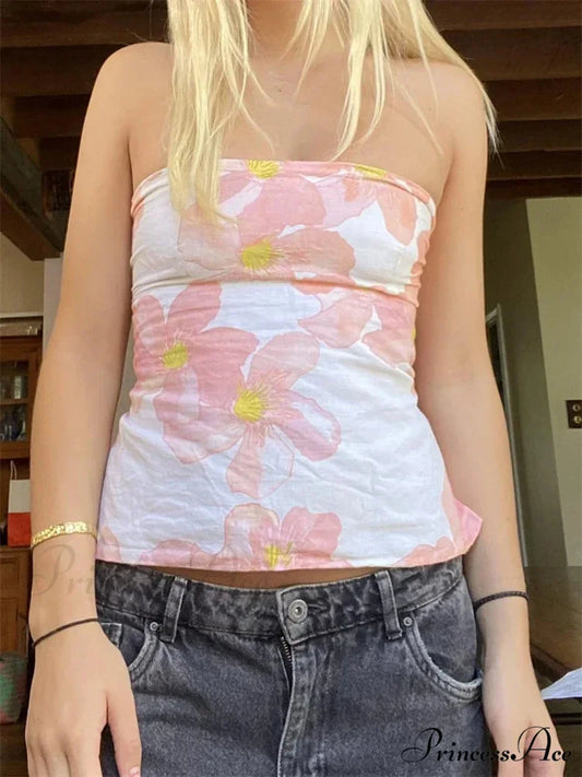 Blossoming Sleeveless Open-Back Social Gathering Club Crop Top croptop-250126