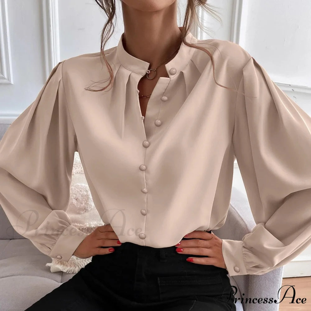 Blouse Button Bishop Up with Arm Detail Apricot / S
