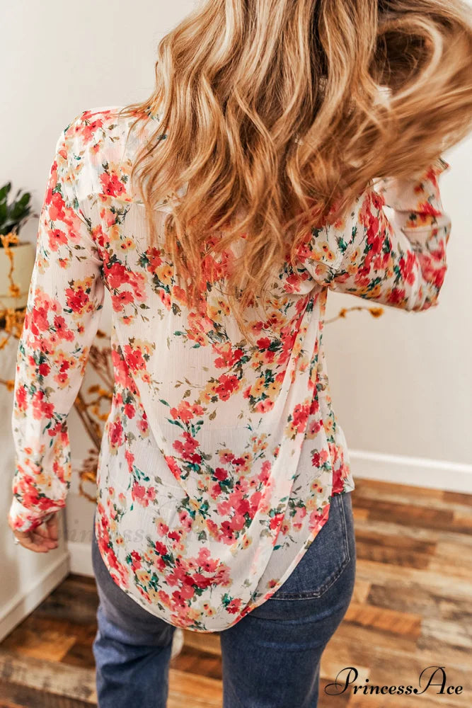 Blouse Chest Flowered Design with Pocket