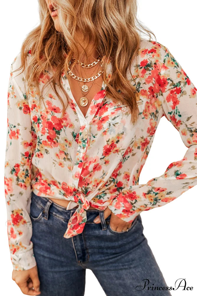 Blouse Chest Flowered Design with Pocket