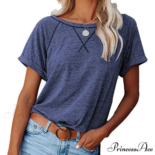 Blouse for Crewneck Brief Raglan Arm T Women Blue / S