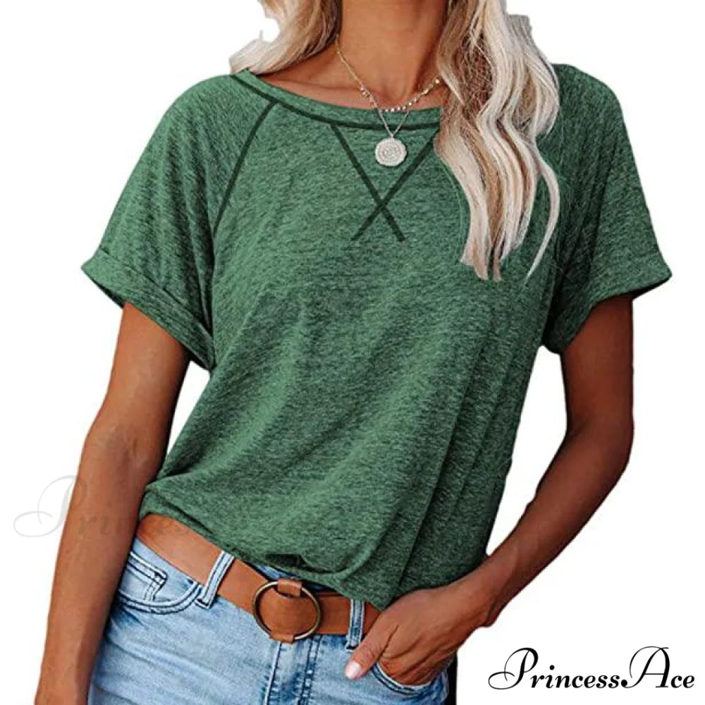 Blouse for Crewneck Brief Raglan Arm T Women Green / S