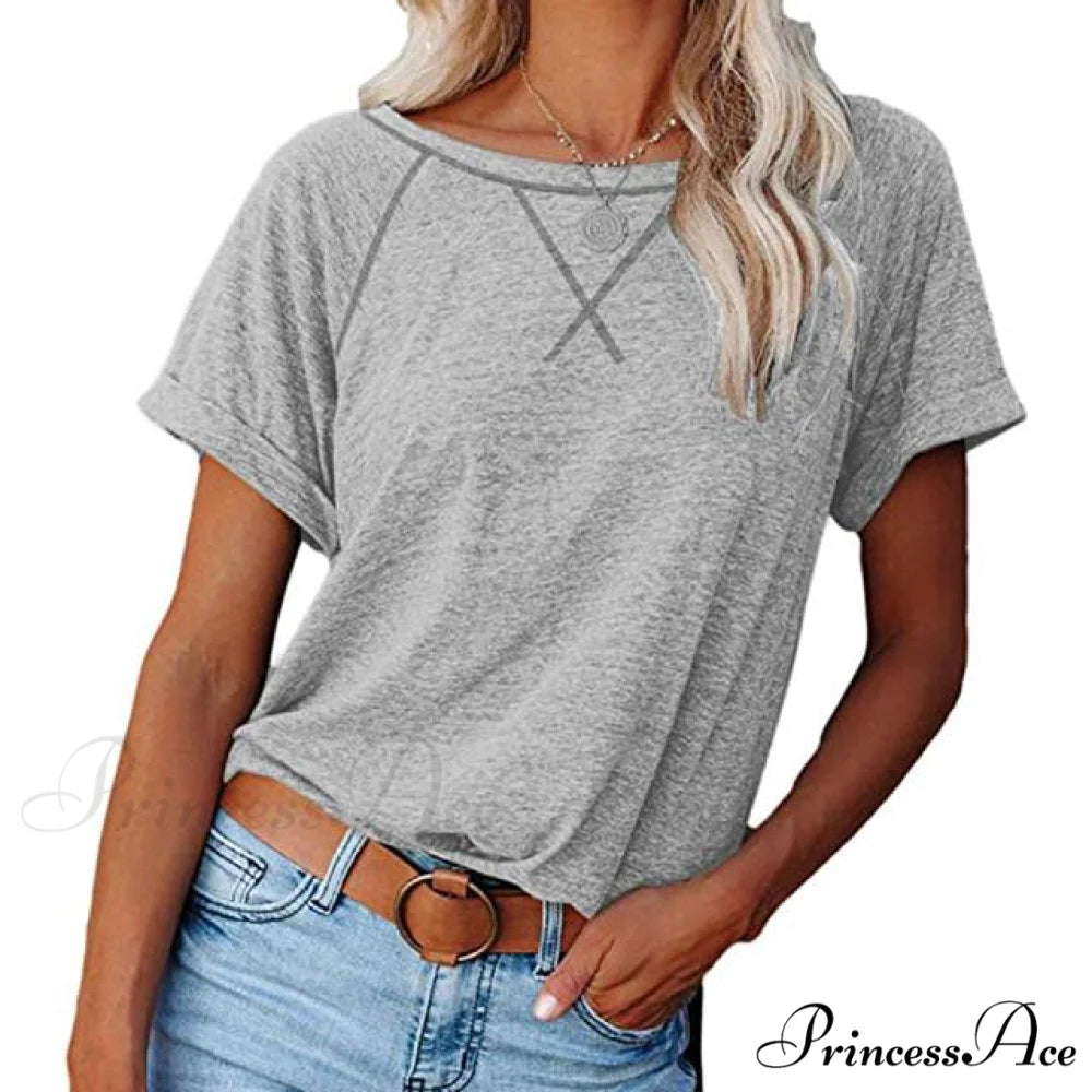 Blouse for Crewneck Brief Raglan Arm T Women Light Gray / S