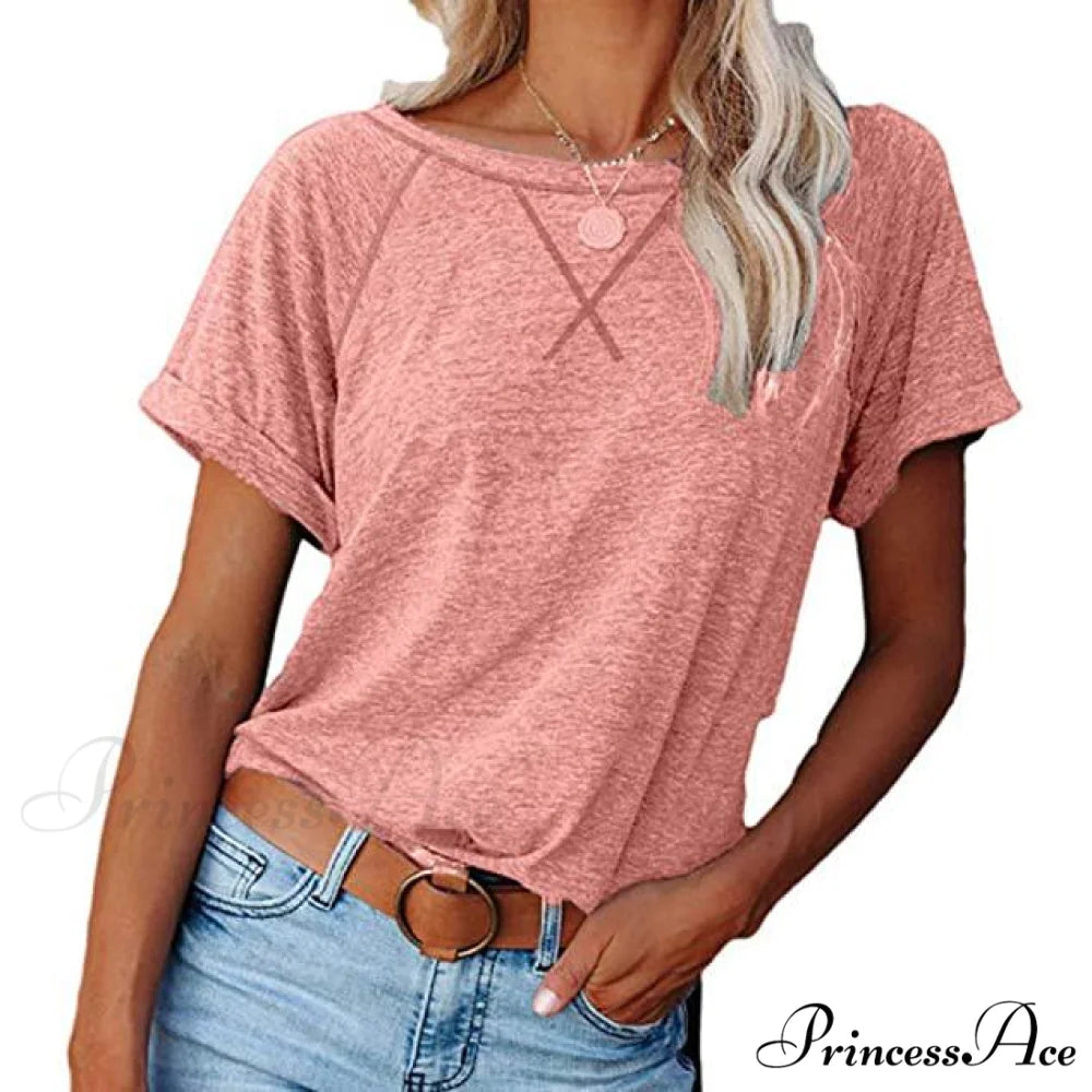 Blouse for Crewneck Brief Raglan Arm T Women Pink / S