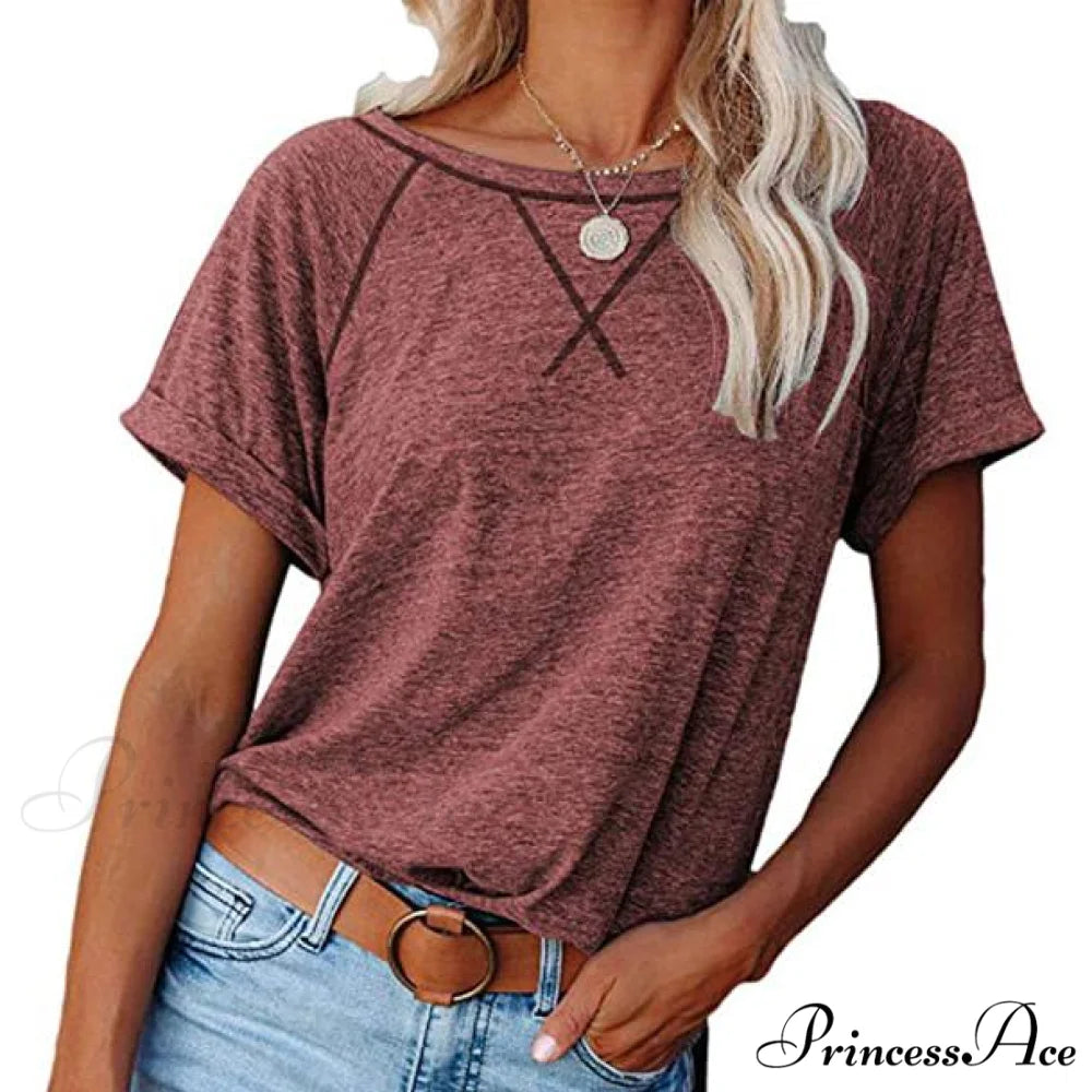 Blouse for Crewneck Brief Raglan Arm T Women Wine / S