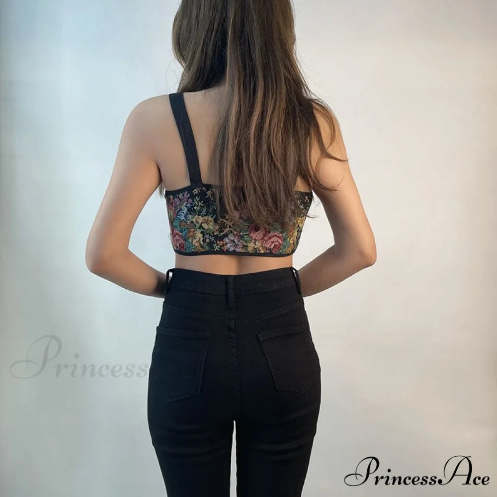 Blouse High Flowered Street Halter Vintage Top Design Women Designer for - Party Corset - Clubwear