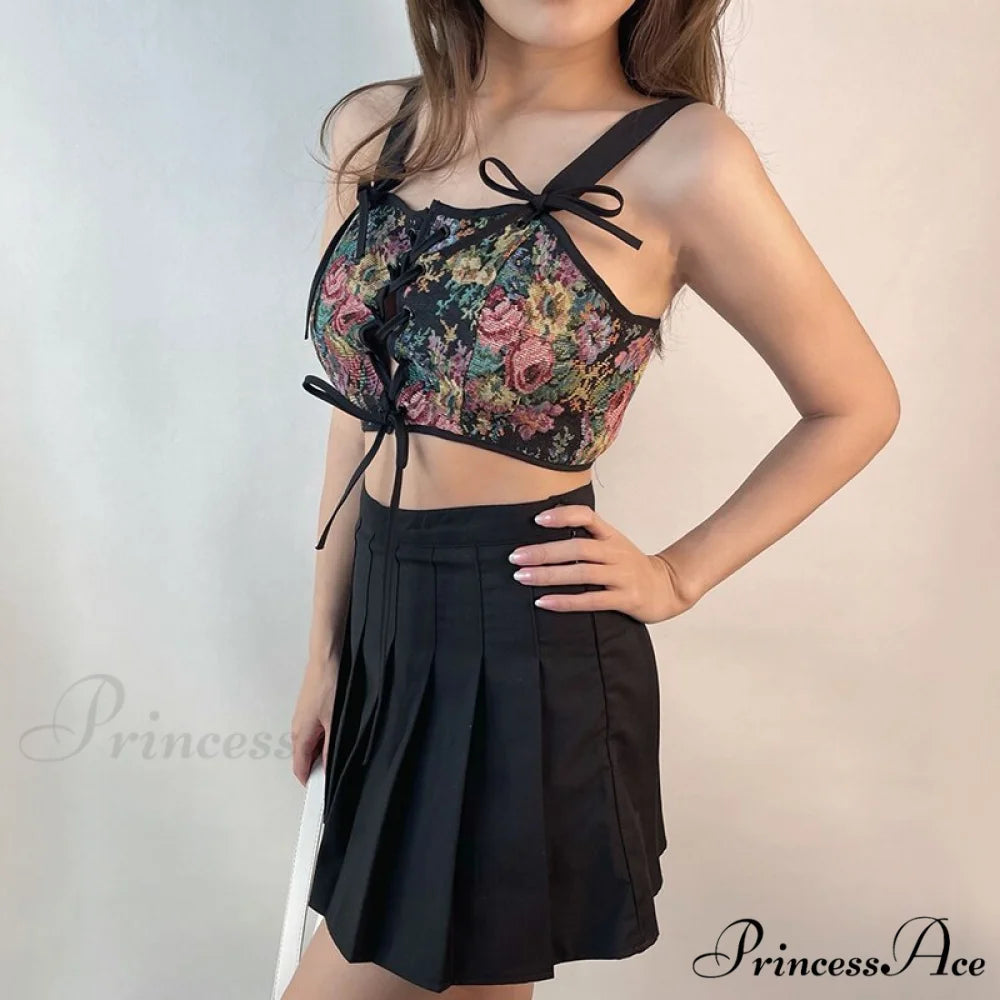 Blouse High Flowered Street Halter Vintage Top Design Women Designer for - Party Corset - Clubwear