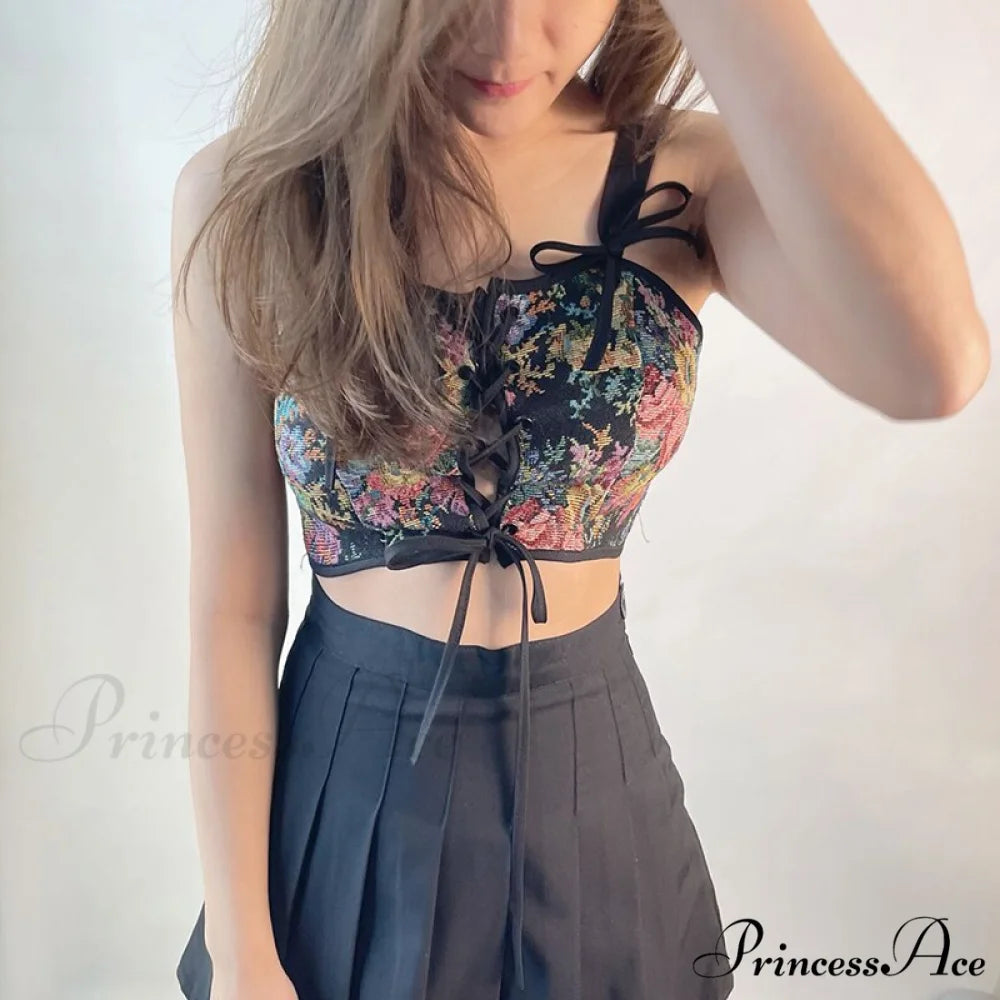 Blouse High Flowered Street Halter Vintage Top Design Women Designer for - Party Corset - Clubwear