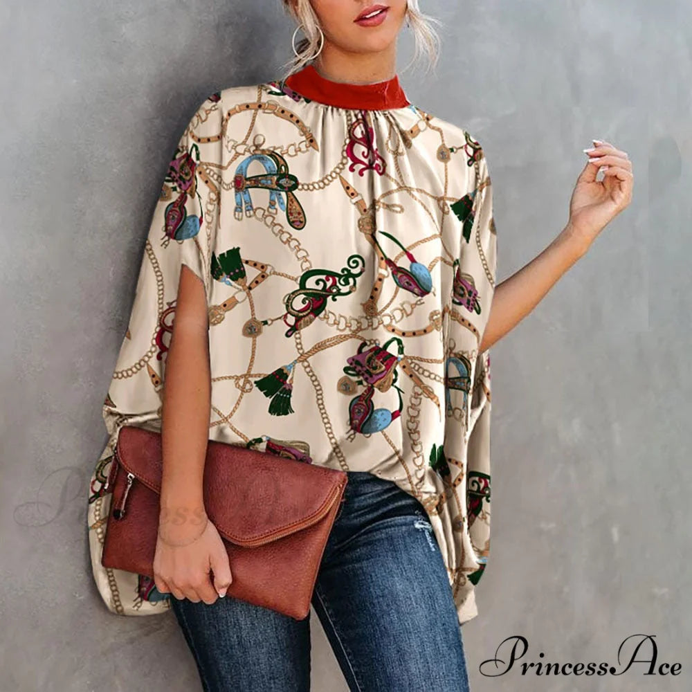 Blouse Loose Blouse Top Femme Arm Casual Design Women Warm-Season Fashion Brief Elegant