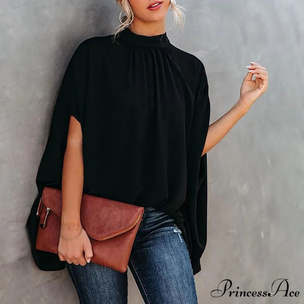 Blouse Loose Blouse Top Femme Arm Casual Design Women Warm-Season Fashion Brief Elegant