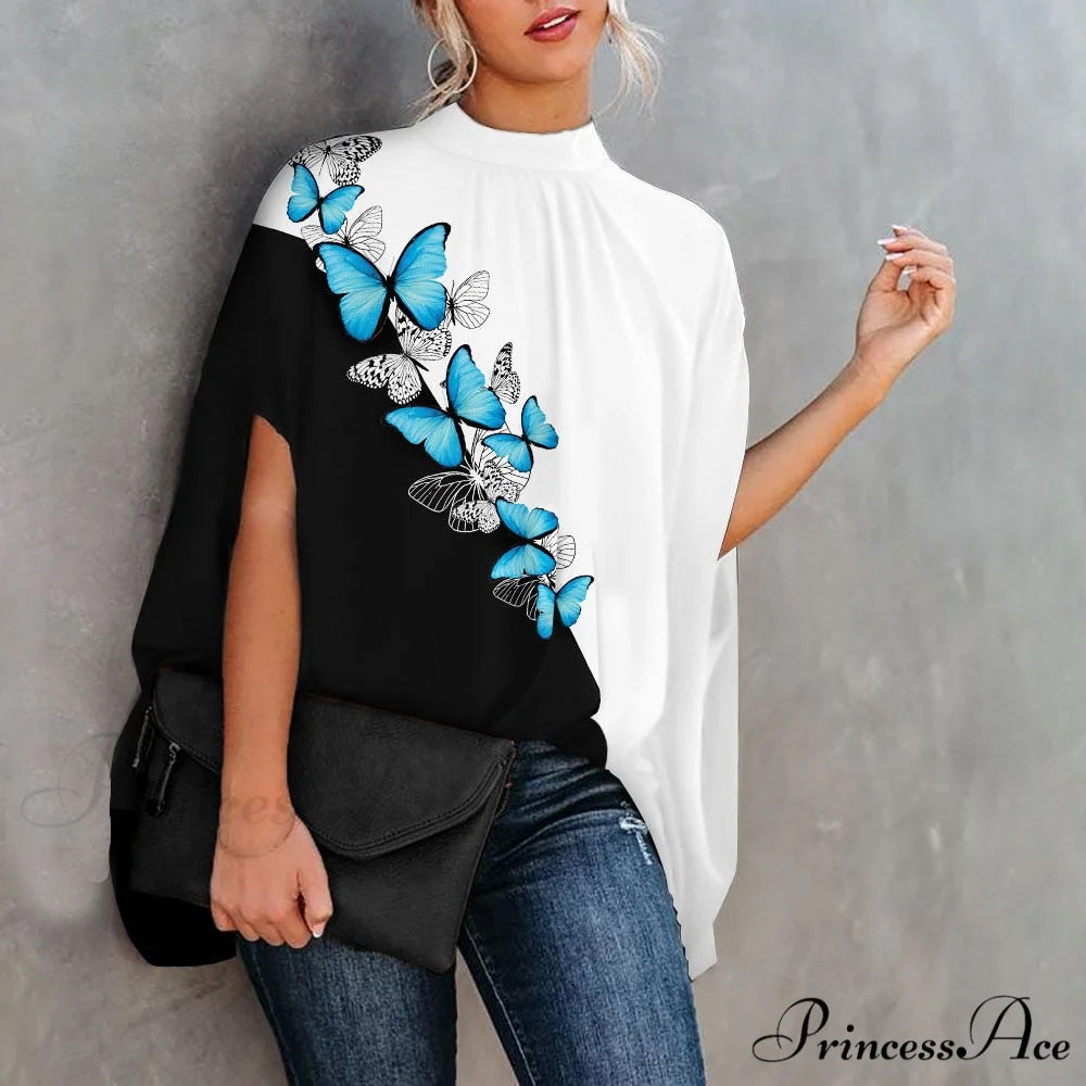 Blouse Loose Blouse Top Femme Arm Casual Design Women Warm-Season Fashion Brief Elegant