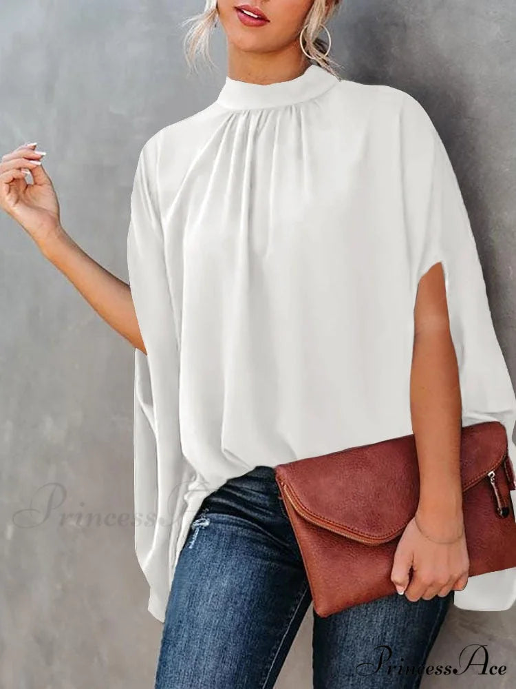 Blouse Loose Blouse Top Femme Arm Casual Design Women Warm-Season Fashion Brief Elegant white / S