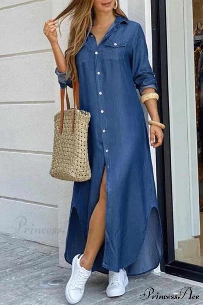 Blouse Patchwork Design Dress The cowboy blue / S