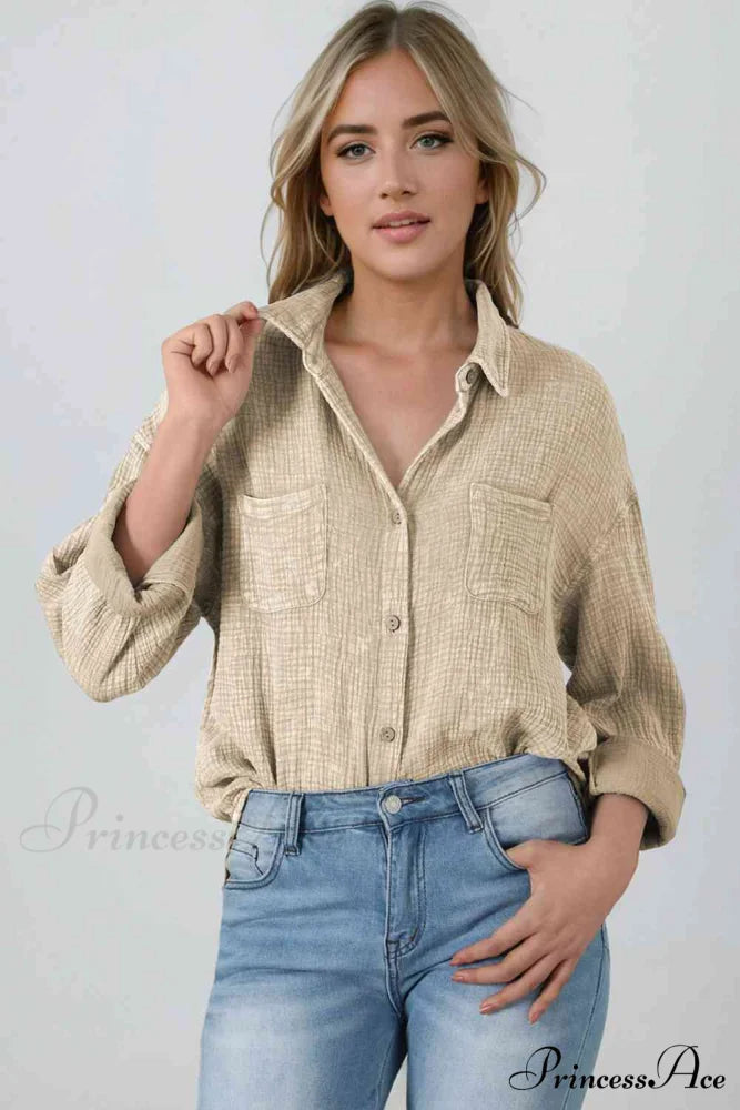 Blouse Textured with Buttons Ivory / S